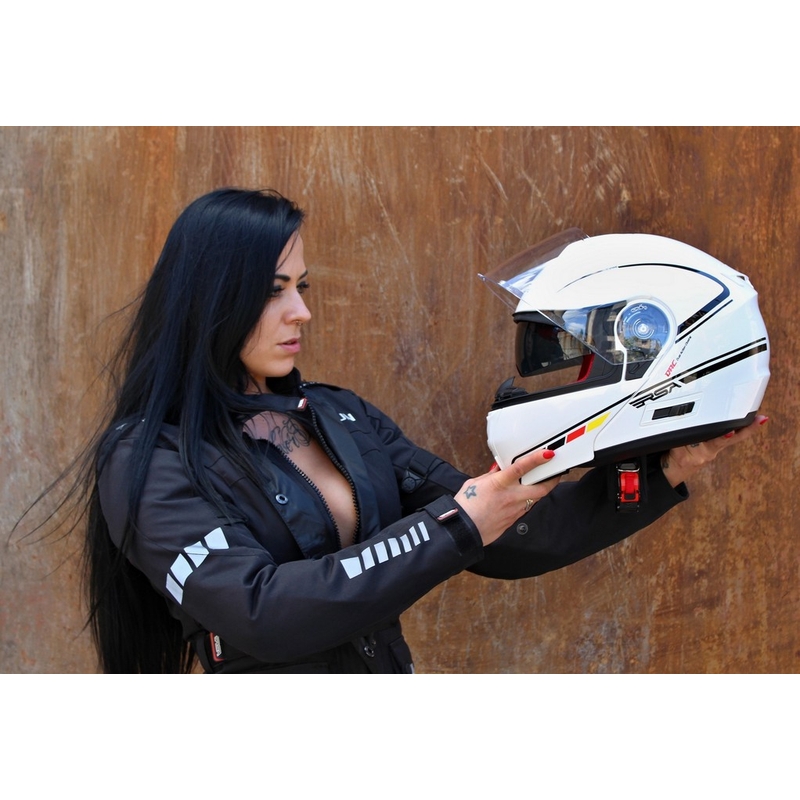 RSA TR-01 weiß-schwarz Motorradhelm zu verkaufen Ausverkauf