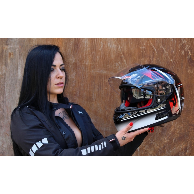 Motorradhelm RSA SR-01 schwarz-rot-weiß Ausverkauf