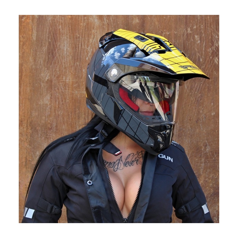Endurohelm mit Sonnenblende RSA MX-01 schwarz/grau/gelb Ausverkauf
