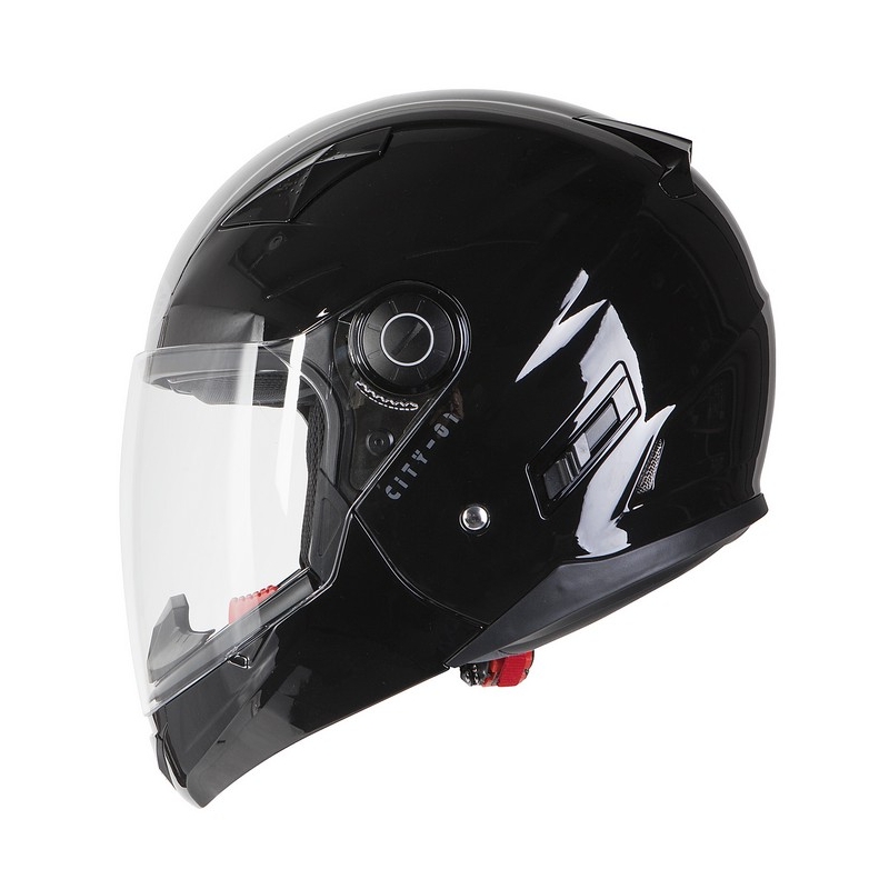 Motorradhelm Ozone City-01 mit abnehmbarem Kinnriemen schwarz glänzend Ausverkauf