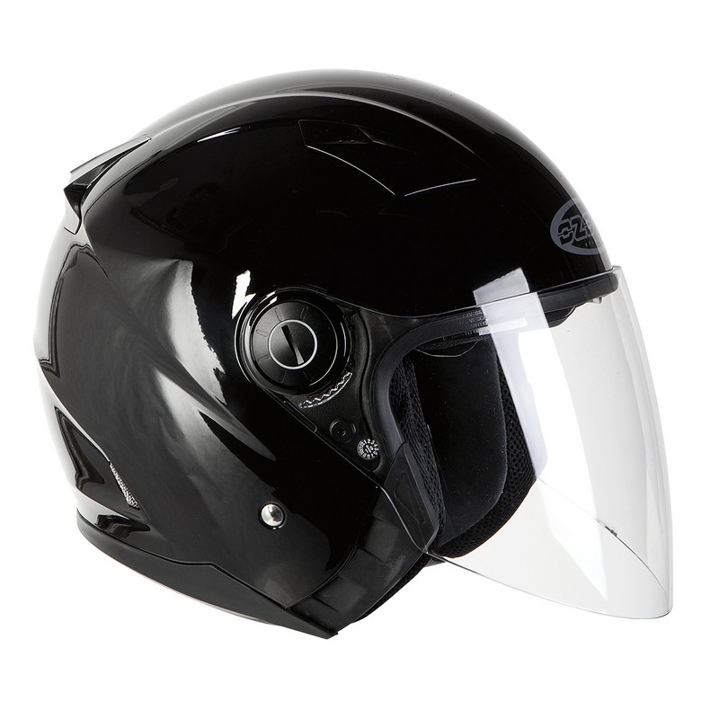 Motorradhelm Ozone City-01 mit abnehmbarem Kinnriemen schwarz glänzend Ausverkauf