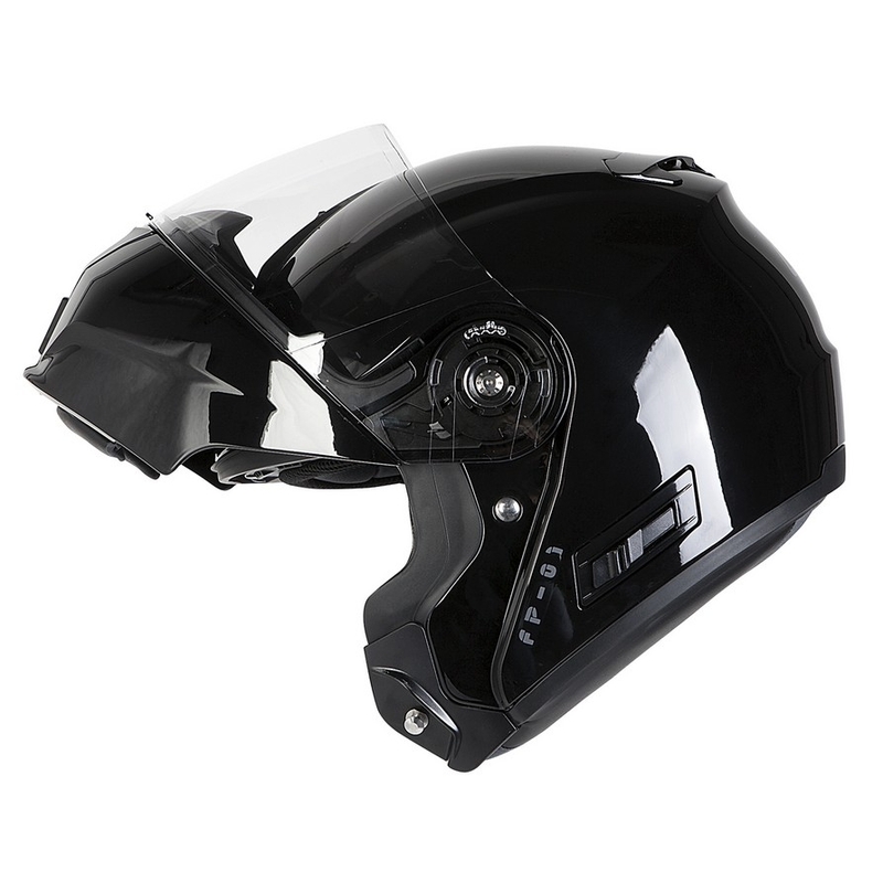 Ozone FP-01 schwarz glänzend tip-up Motorradhelm Ausverkauf
