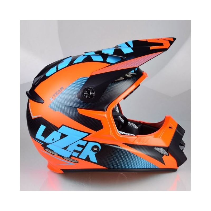 Motocross Helm Lazer MX8 X-Team Carbon blau-orange Ausverkauf