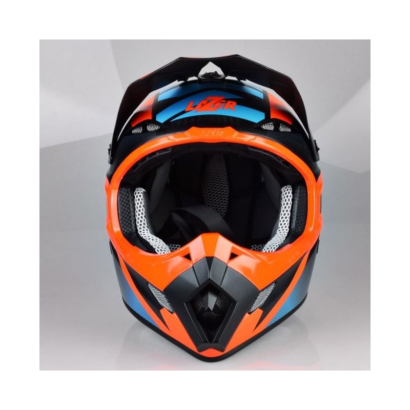 Motocross Helm Lazer MX8 X-Team Carbon blau-orange Ausverkauf