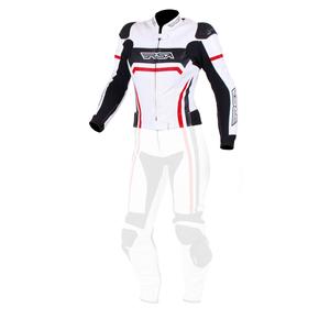 Damen Motorradjacke RSA Virus weiß-schwarz-rot Ausverkauf