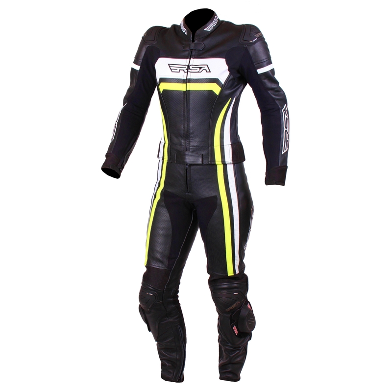 RSA Virus Schwarz-Weiß-Fluo Gelb Motorradoverall für Frauen Ausverkauf