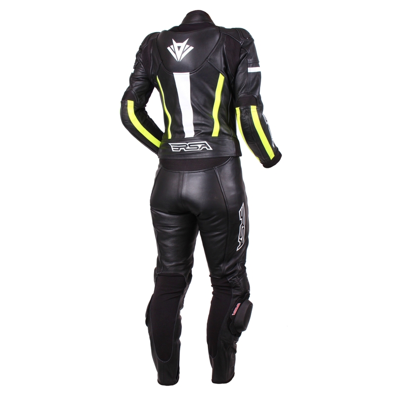 RSA Virus Schwarz-Weiß-Fluo Gelb Motorradoverall für Frauen Ausverkauf