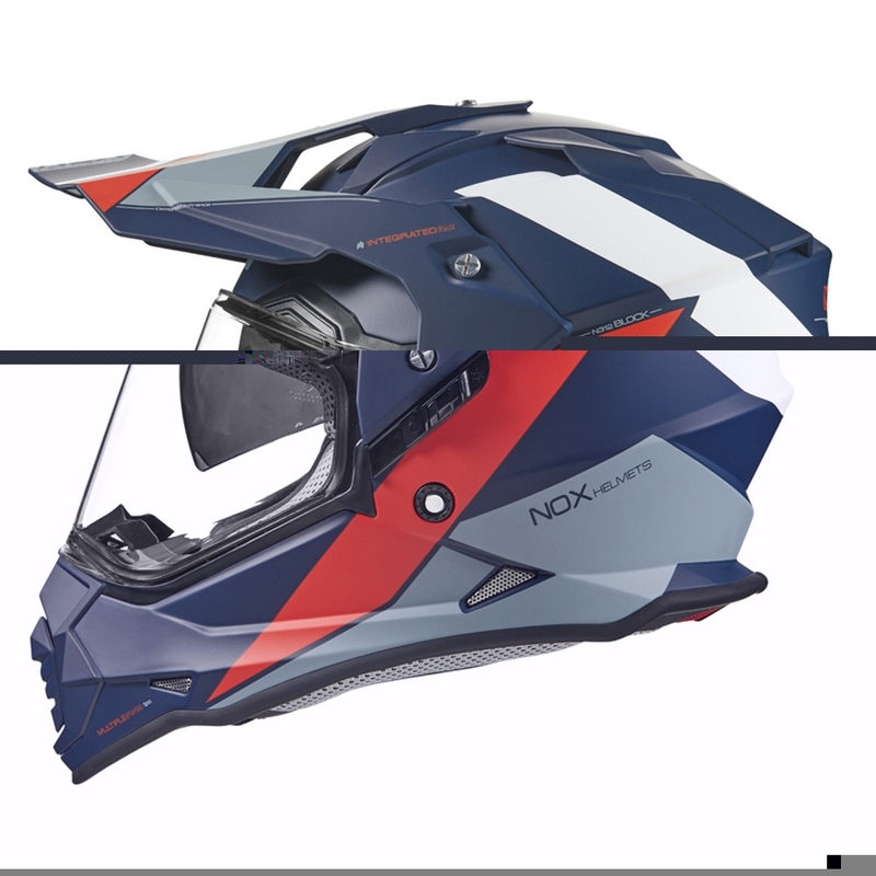 Endurohelm NOX N312 BLOCK 2022 grau-weiß-rot-blau