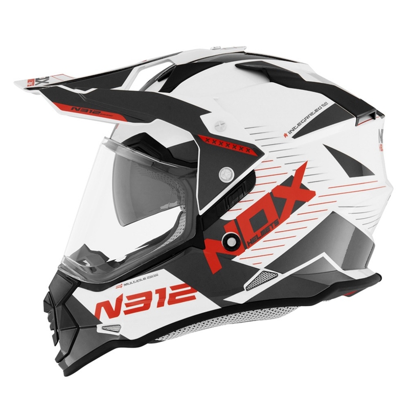 Endurohelm NOX N312 EXTEND 2022 rot-grau-weiß Ausverkauf
