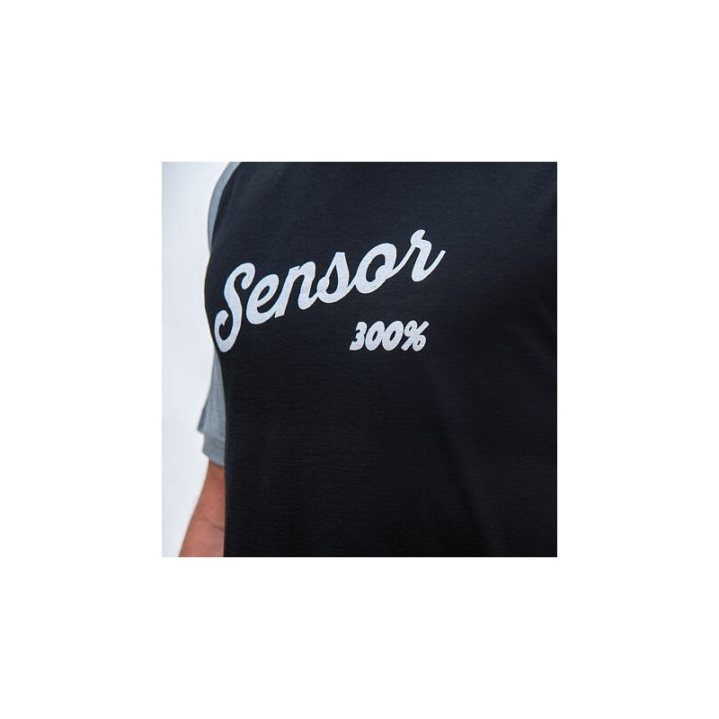 Herrenhemd Sensor Merino Active PT Logo schwarz-grau Ausverkauf