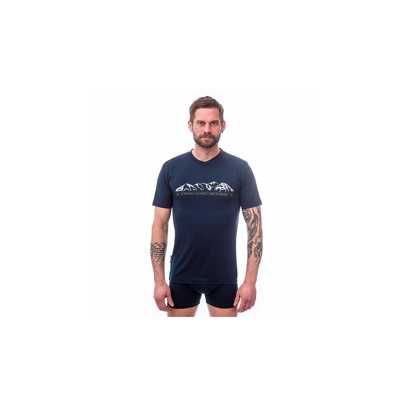 Herren-T-Shirt Sensor Merino Active PT Mountains dunkelblau Ausverkauf