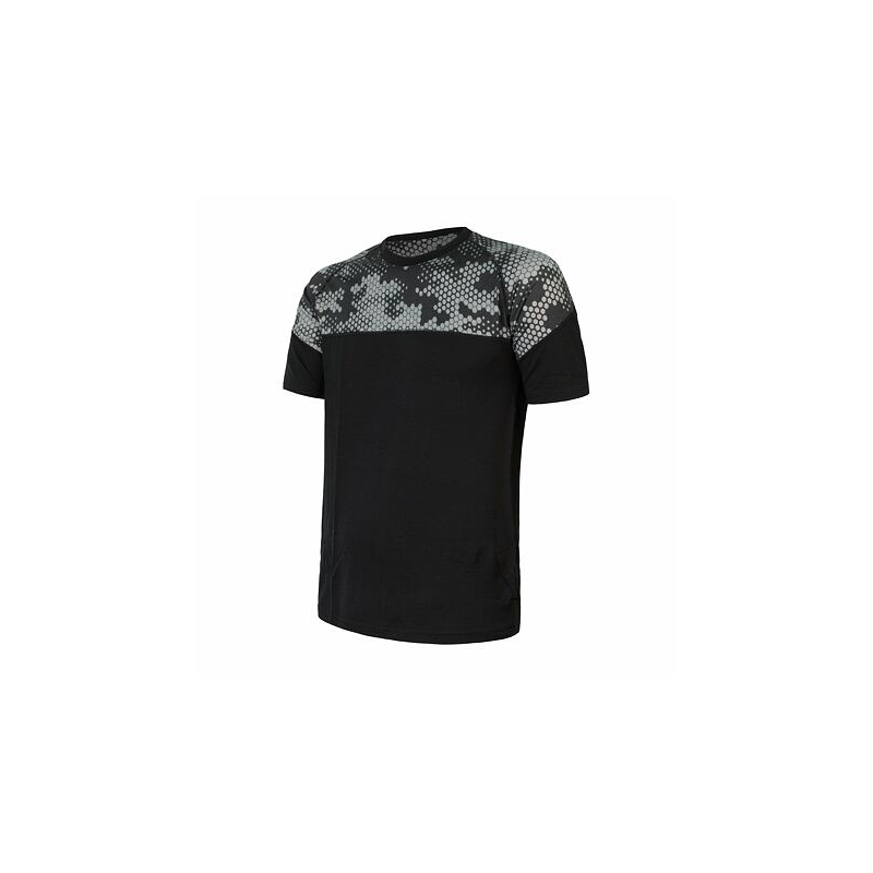 Herren Thermohemd Sensor Merino Impress schwarz-grau Ausverkauf