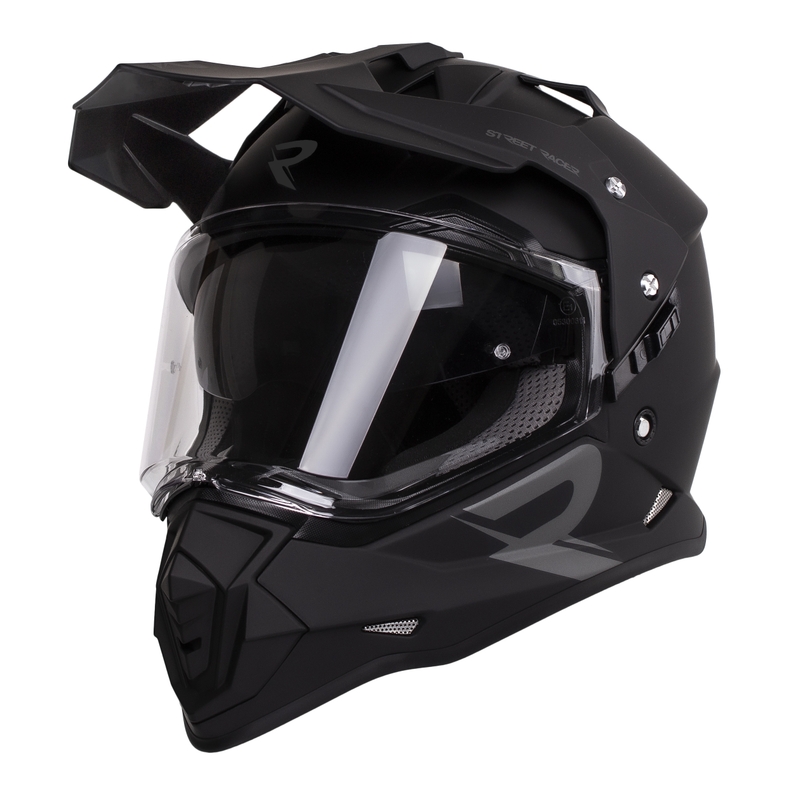 Enduro-Helm Street Racer Tracker schwarz-matt