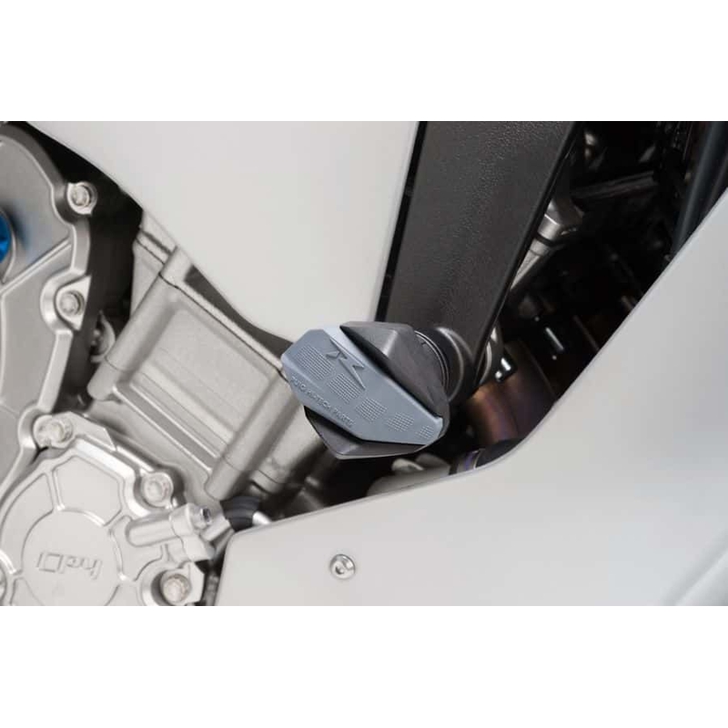 Frame sliders PUIG R12 black with grey rubber für YAMAHA YZF-R1 2015-2026, YAMAHA MT-10 1000 2016-2026