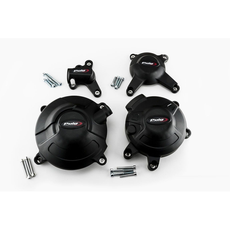 Motor-Schutzabdeckungen PUIG schwarz included right, left, small right and small left caps für YAMAHA MT-09 850 / 890 2014-2020, YAMAHA MXT 850 Niken / GT 2018-2023