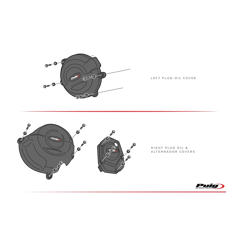 Engine protective covers PUIG schwarz included right, left and alternator caps