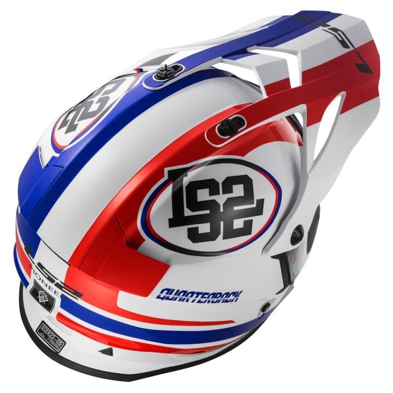 Helm LS2 MX436 Pioneer Quarterback weiß-rot-blau