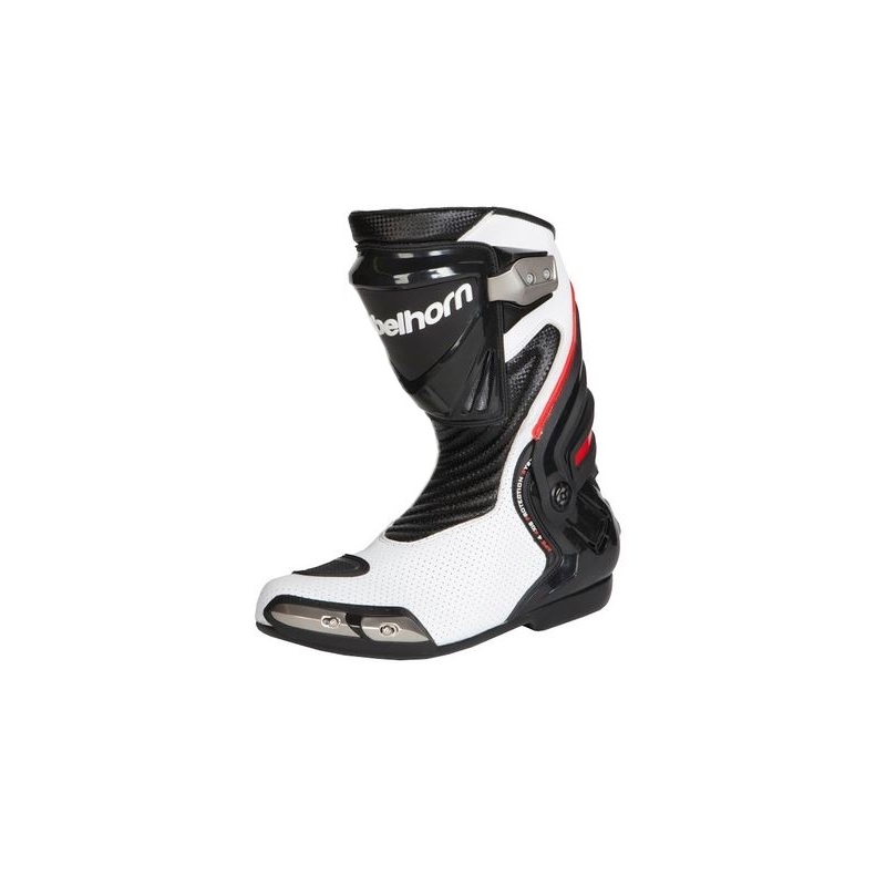 Rebelhorn Rival Weiß und Schwarz Perforierte Motorradstiefel Ausverkauf