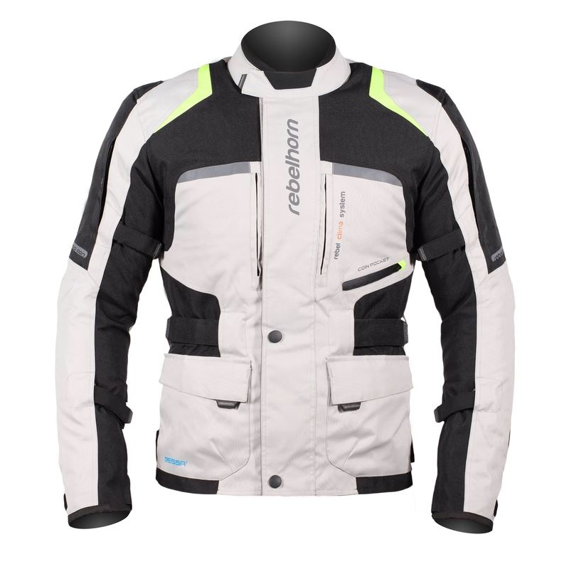 Motorradjacke Rebelhorn Hiker Pro grau-schwarz-fluo gelb
