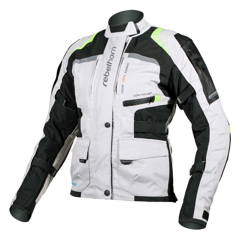 Women's moto jacket Rebelhorn Hiker Pro grau-schwarz-fluo gelb Ausverkauf