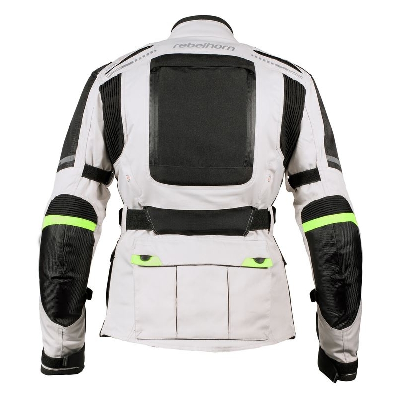 Women's moto jacket Rebelhorn Hiker Pro grau-schwarz-fluo gelb Ausverkauf