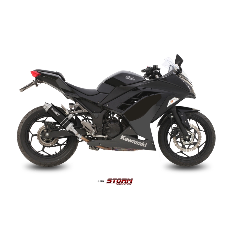 Auspuffendstück STORM GP Steel black für KAWASAKI Z 300 2015-2016, KAWASAKI EX Ninja 300 2013-2016