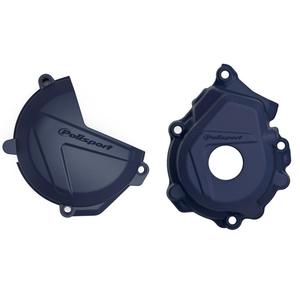Clutch and ignition cover protector kit POLISPORT 90976 blau