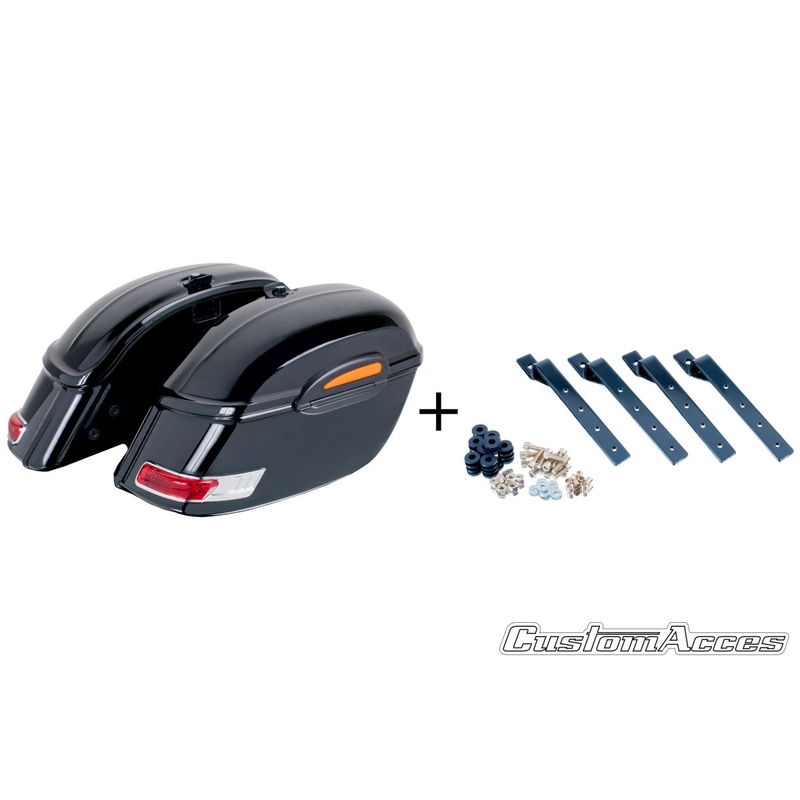 Seitenkoffer CUSTOMACCES TOURING schwarz pair, with KF universal support