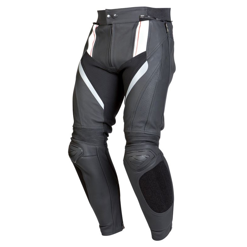 Ozon Grip Leder Motorradhosen - Schwarz/Weiß
