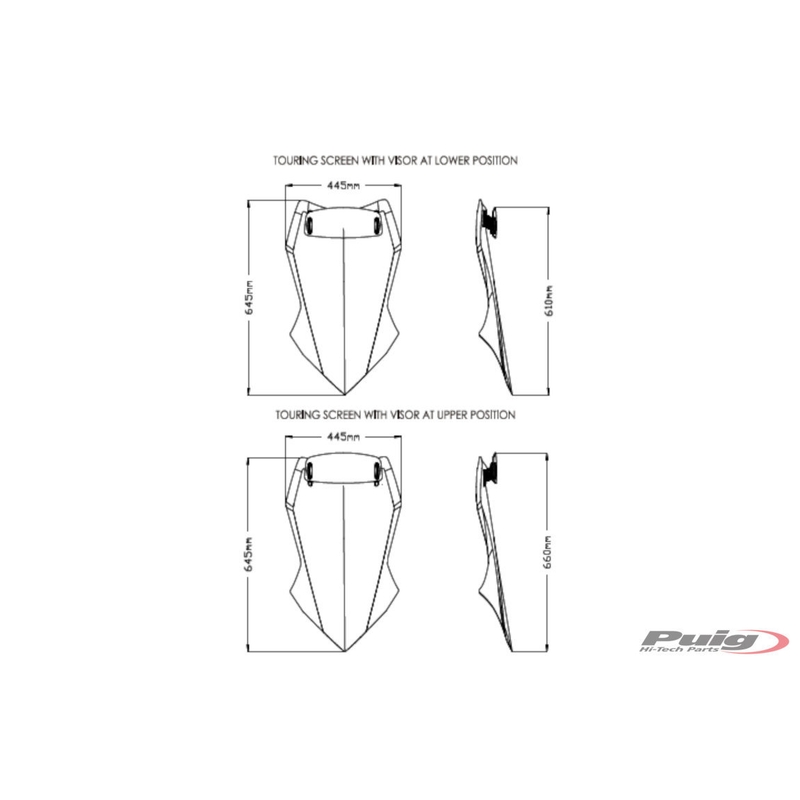 Windschutzscheibe PUIG TOURING WITH VISOR getönt