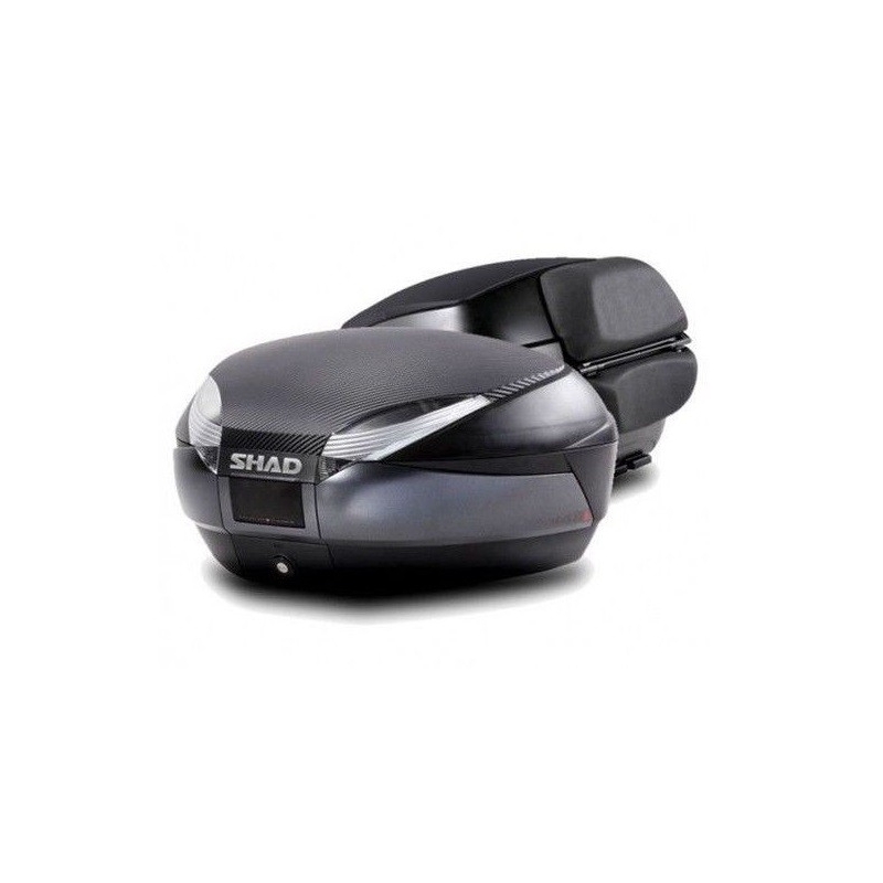 Top case SHAD SH48 grau with backrest, carbon cover and PREMIUM SMART lock