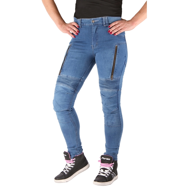 Women's Street Racer Klassisch Blau Motorrad Jeans Ausverkauf