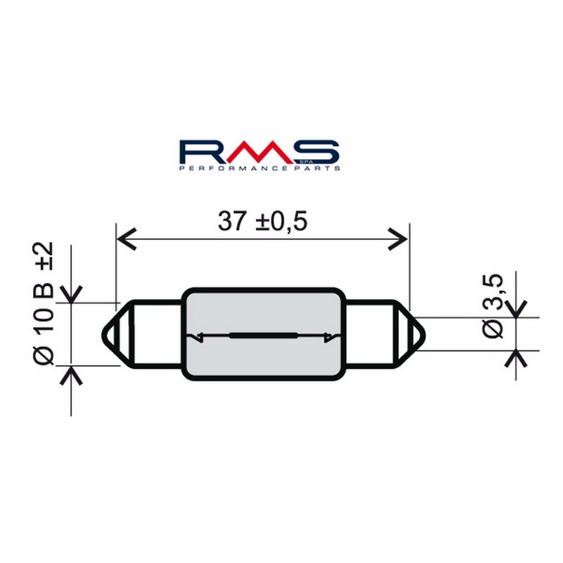 Žárovka RMS 12V 5W, T11X39 S8.5 bílá