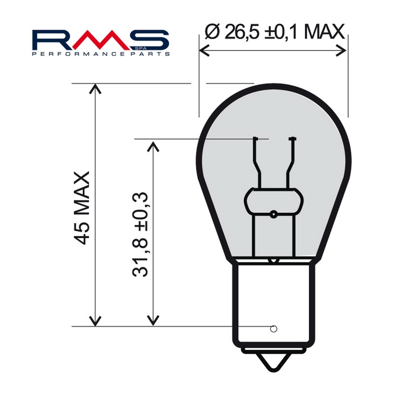 Žárovka RMS 12V 21W , BA15S oranžová