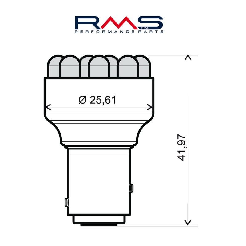 Žárovka RMS 12V 12 Led, BAY15D bílá