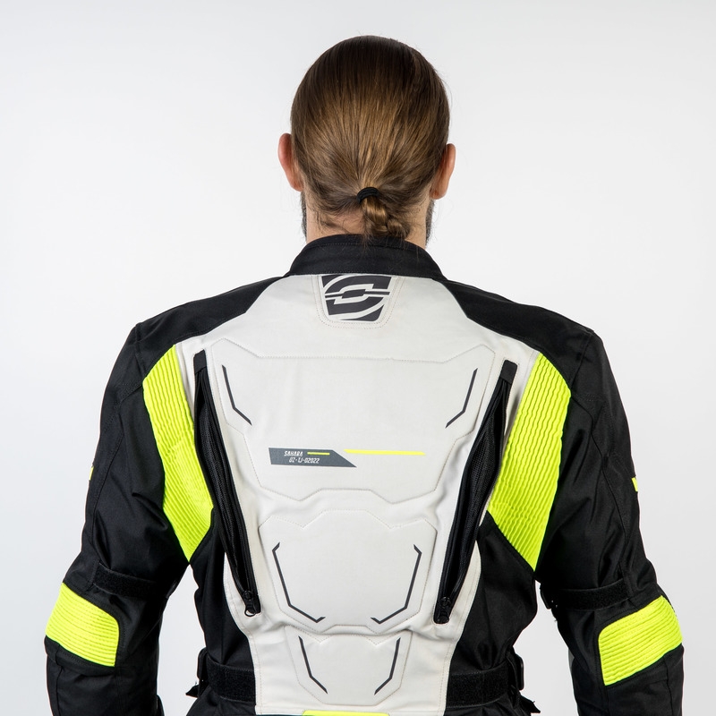 Motorradjacke Ozone Sahara schwarz-grau-fluo gelb Ausverkauf