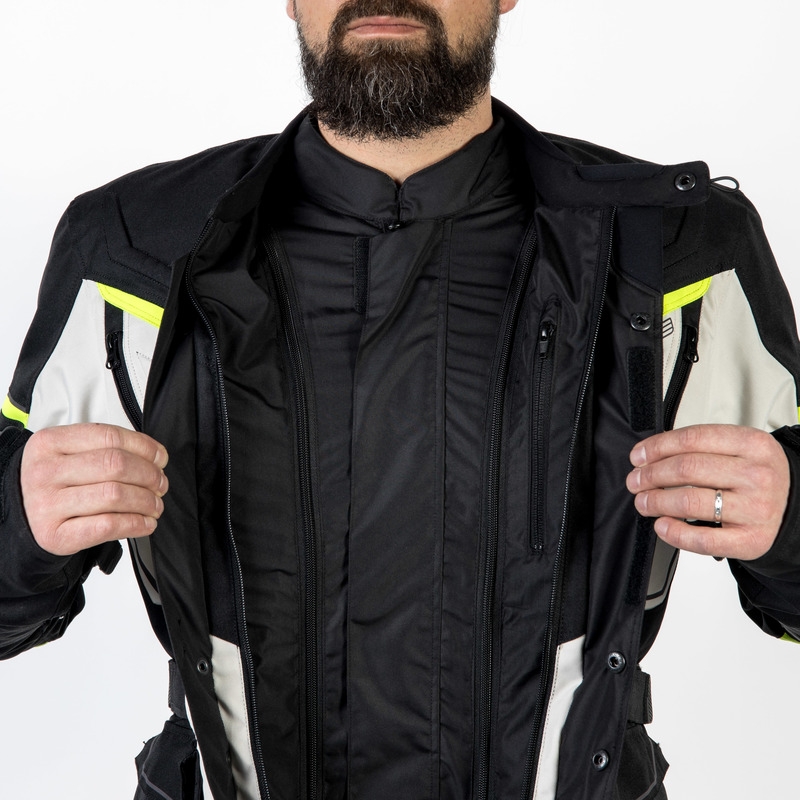 Motorradjacke Ozone Sahara schwarz-grau-fluo gelb Ausverkauf