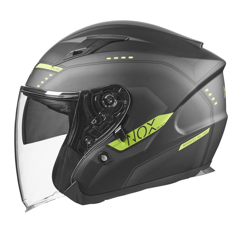 Offener Motorradhelm NOX N128 Krill schwarz-fluo gelb