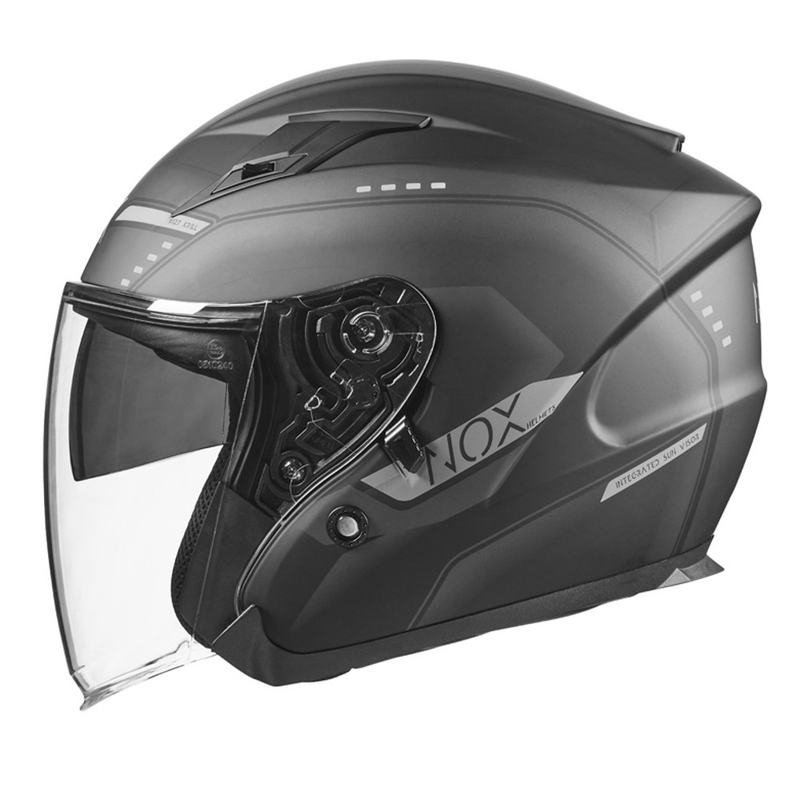 Offener Motorradhelm NOX N128 Krill schwarz-titan Ausverkauf