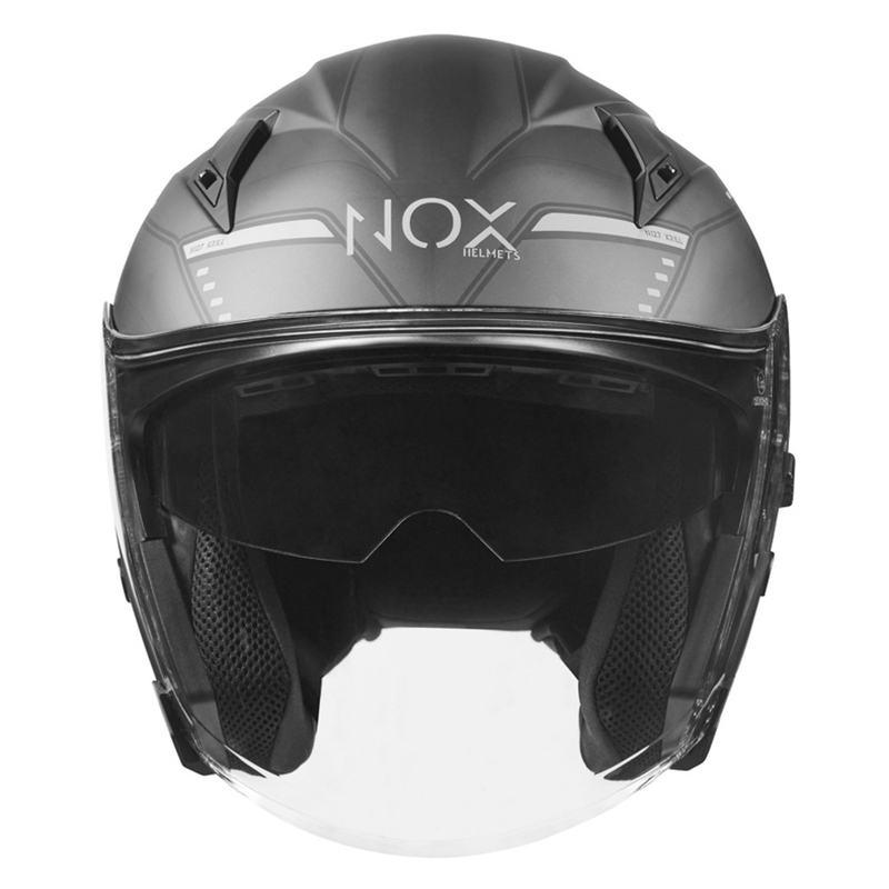Offener Motorradhelm NOX N128 Krill schwarz-titan Ausverkauf