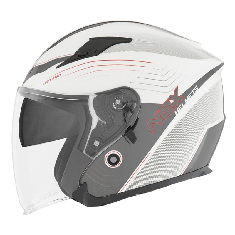 Offener Motorradhelm NOX N128 Spirit weiß-rot
