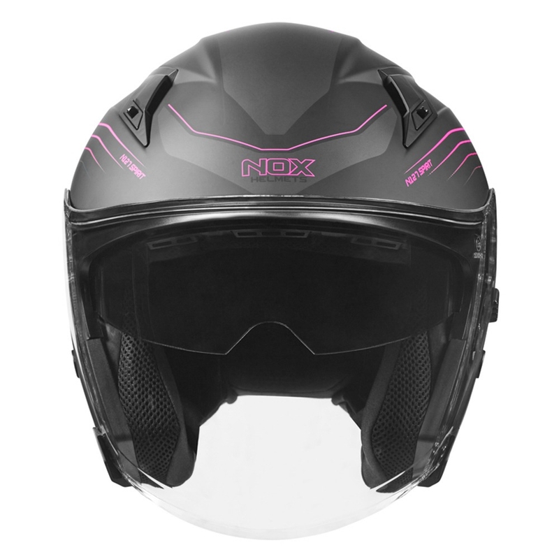 Offener Motorradhelm NOX N128 Spirit schwarz und rosa