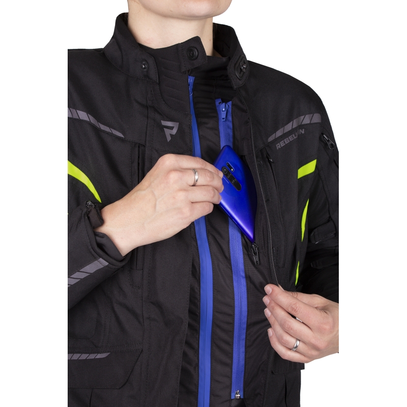 Damen-Motojacke Rebelhorn Hiker III schwarz-fluo gelb Ausverkauf