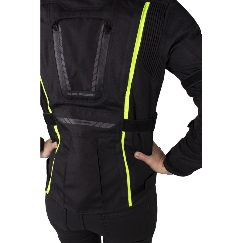 Damen-Motojacke Rebelhorn Hiker III schwarz-fluo gelb Ausverkauf