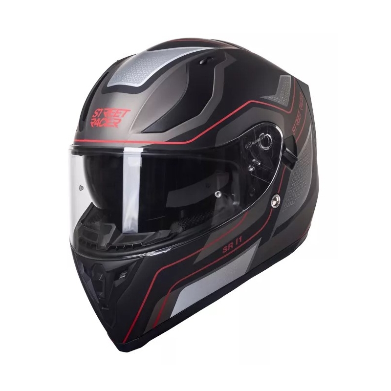 Street Racer SR I1 schwarz-grau-roter Integral-Motorradhelm