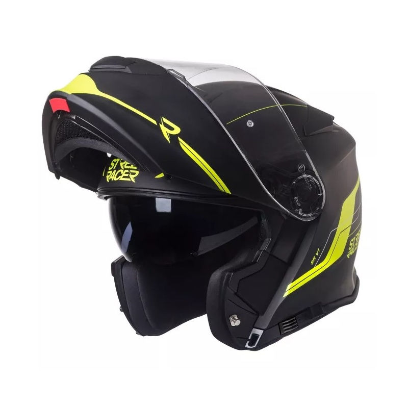 Street Racer SR V1 schwarz-fluorgelber Tip-up Motorradhelm Ausverkauf