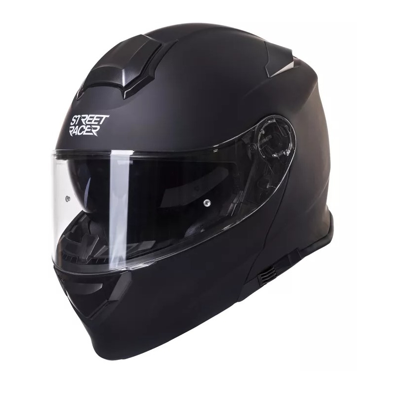 Street Racer SR V1 schwarz matt klappbarer Motorradhelm