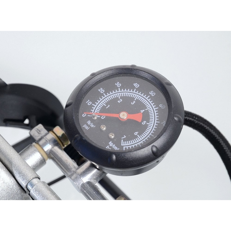 Fußluftpumpe mit Manometer Zweikolben-TÜV/GS