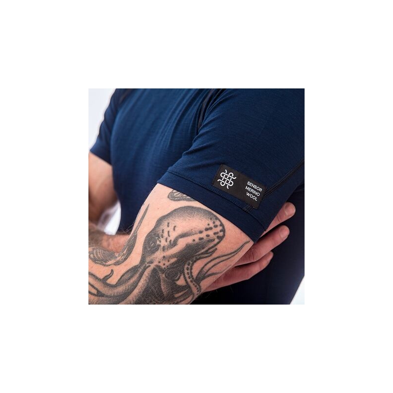 Herren-T-Shirt Sensor Merino Active dunkelblau - Kurzarm Ausverkauf