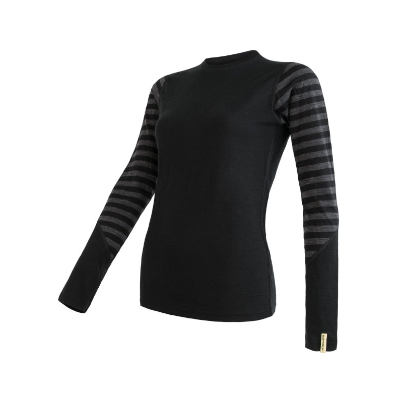 Damen Funktions-T-Shirt Sensor Merino Active schwarz-grau - Langarm Ausverkauf